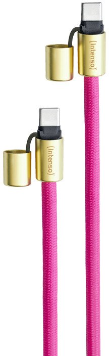 Kabëll USB C Intenso, 60W, 480 Mbps, najlon, i rregullueshëm, rozë