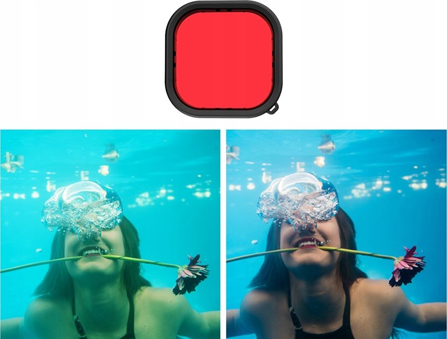 Сет нуркачки филтри Telesin за GoPro Hero 9 Black, 3 во 1, црвен розев виолетов