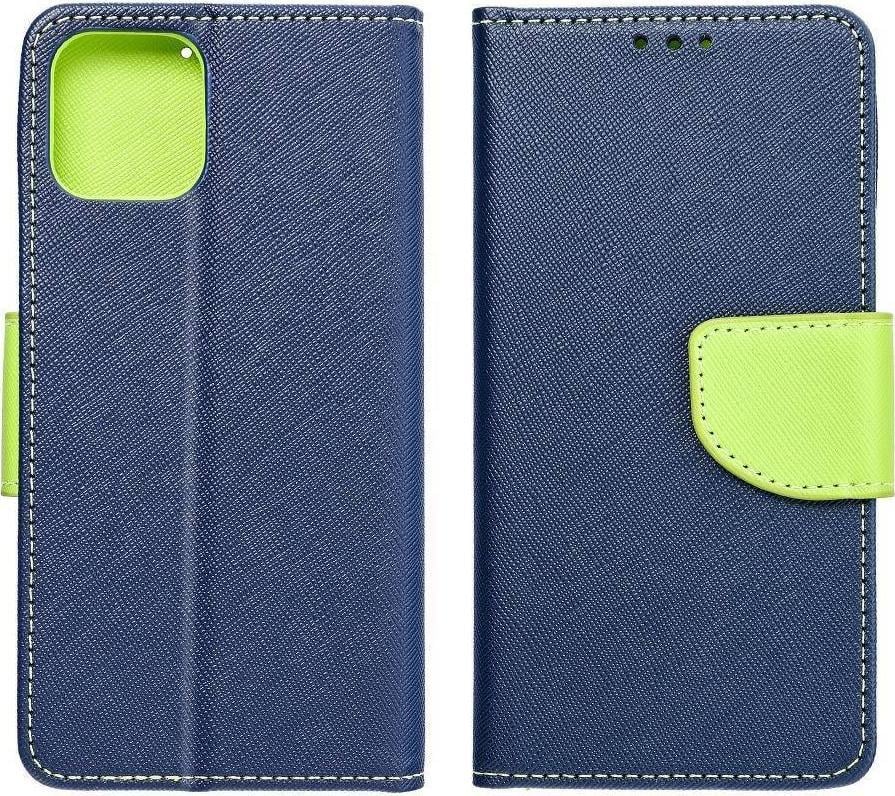 Këllëf portofol Kabury Fancy Book Case Samsung Galaxy S22 Plus, lëkurë eco, mbyllje magnetike, blu navy me lime