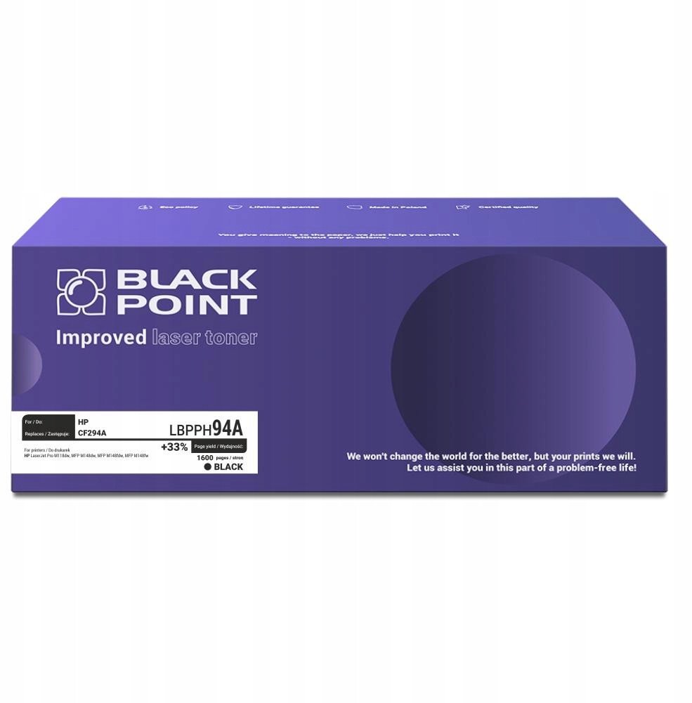 Toner Black Point S Plus LBPPH94A, zëvendësues për HP CF294A, 1600 faqe, i zi