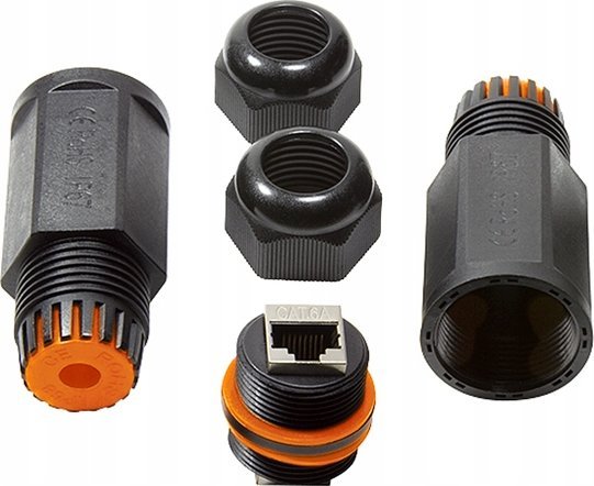 Мрежен конектор LogiLink NP0081, 2x RJ45, IP67, црн
