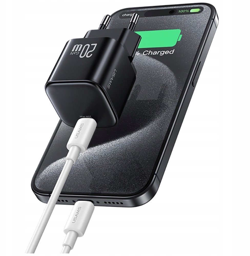 Karikues muri Usams JO Series CC260, 20W USB C, me kabllo 1m USB C USB C, i bardhë