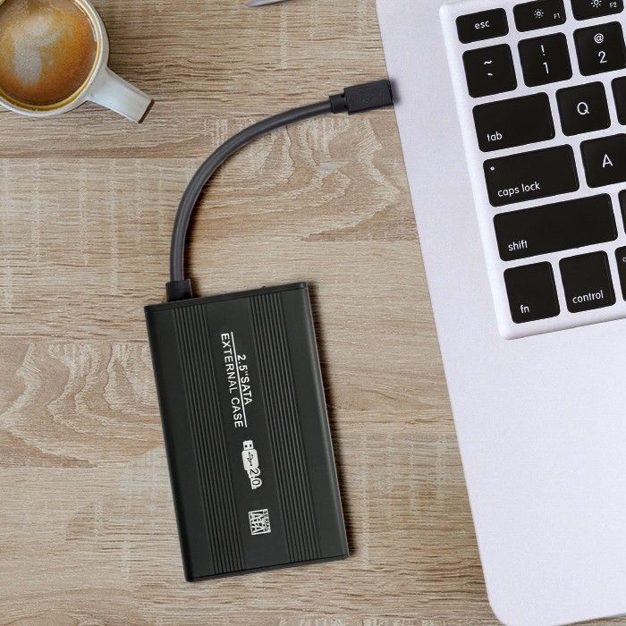 Kuti e jashtme Qoltec Pocket, për disk 2.5" HDD SSD, USB 2.0 SATA3, e zezë