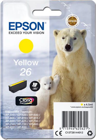Patronë boje Epson 26 Polar Bear, Claria Premium, e verdhë, 4.5ml