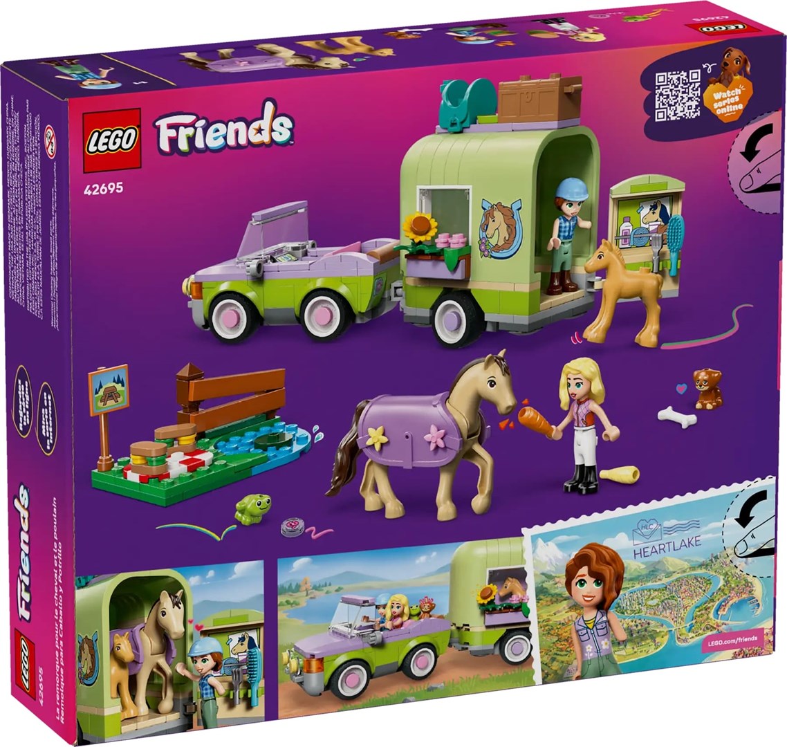 Set lodër LEGO Friends Trailer for Horse and Foal 42695, me rimorkio, për fëmijë