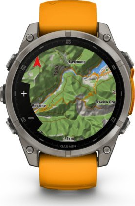 Ora smartwatch Garmin Fenix 8 AMOLED Sapphire, 47mm, GPS, portokalli