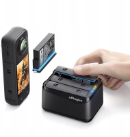 Karikues USB Puluz aMagisin TBD06060566, për 3 bateri Insta360 X5, USB C, i zi