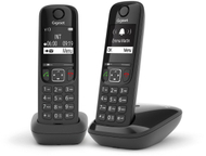 Безжичен телефон Gigaset AS690 Duo, DECT, со два апарати, црн