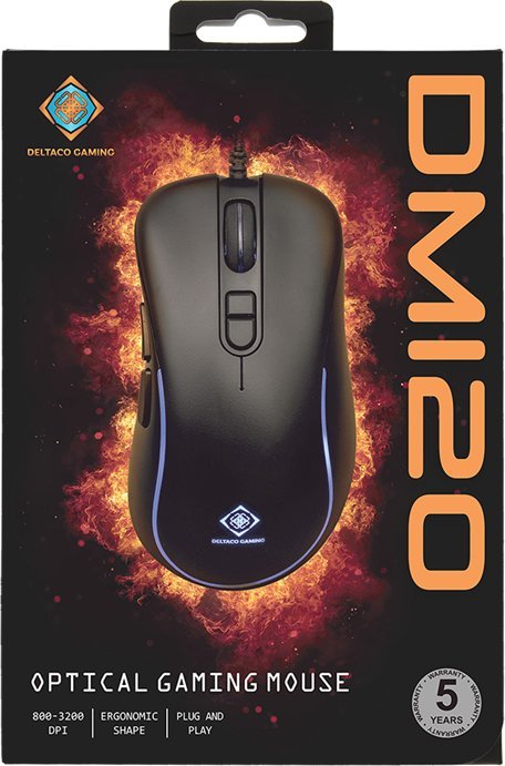 Maus gaming Deltaco GAMING DM120, me kabllo, 3200 dpi, 7 butona, i zi