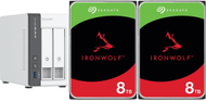 NAS QNAP 2-Bay me 2x Seagate IronWolf 8TB, 16TB total, i bardhë