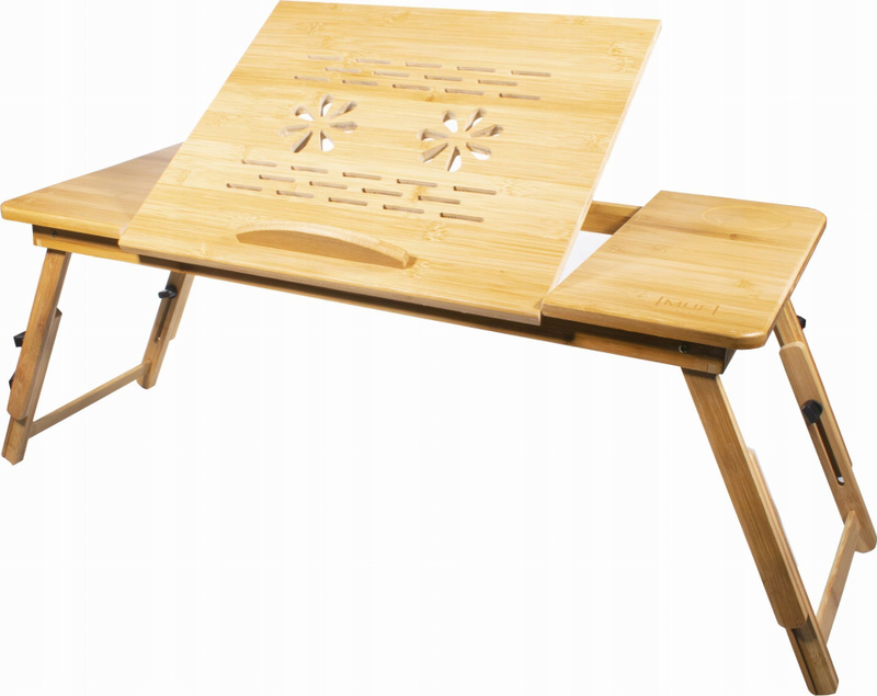 Tavolinë laptopi LEOBERT Bamboo XL, 73x37 cm, lartësi e rregullueshme, kafe natyrale