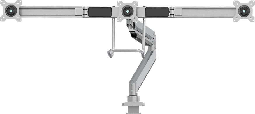 Mbajtës tavoline për 3 monitorë Neomounts NM-D775DX3SILVER, 17"-24", rregullim me gaz, argjendtë