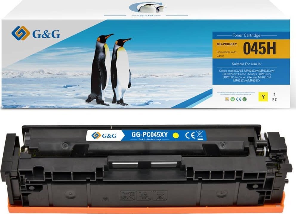 Toneri G&amp;G Compatible Canon 045H, i verdhë, kapacitet i lartë