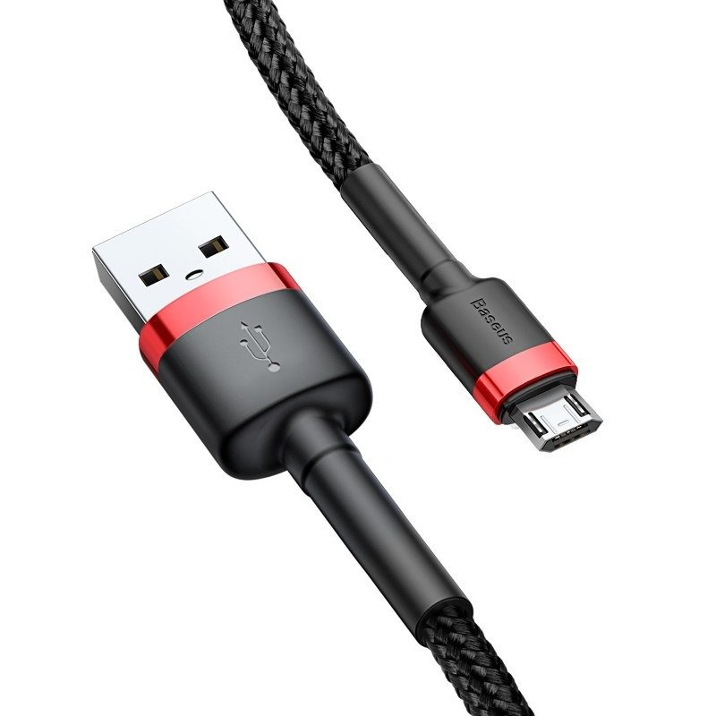 Kabllo USB Baseus CAMKLF C91, USB A në microUSB, 2 m, e zezë kuqe
