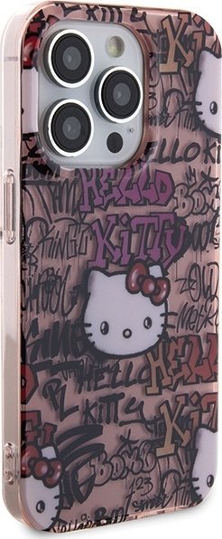 Mbrojtëse telefoni Hello Kitty HKHCP15XHDGPTP për iPhone 15 Pro Max 6.7", TPU i fortë, rozë