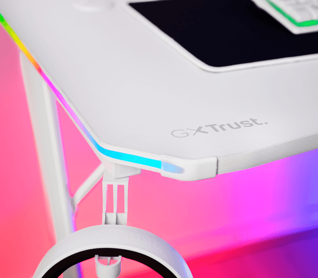 Tavolinë Trust Gaming GXT 709W, Luminus RGB, e bardhë