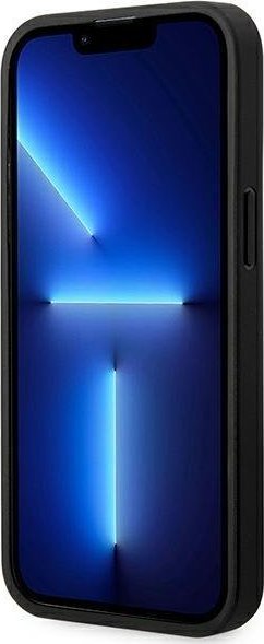 Mbulesë telefoni BMW Leather Stamp Tricolor MagSafe për iPhone 14 Pro 6.1", lëkurë natyrale, e zezë