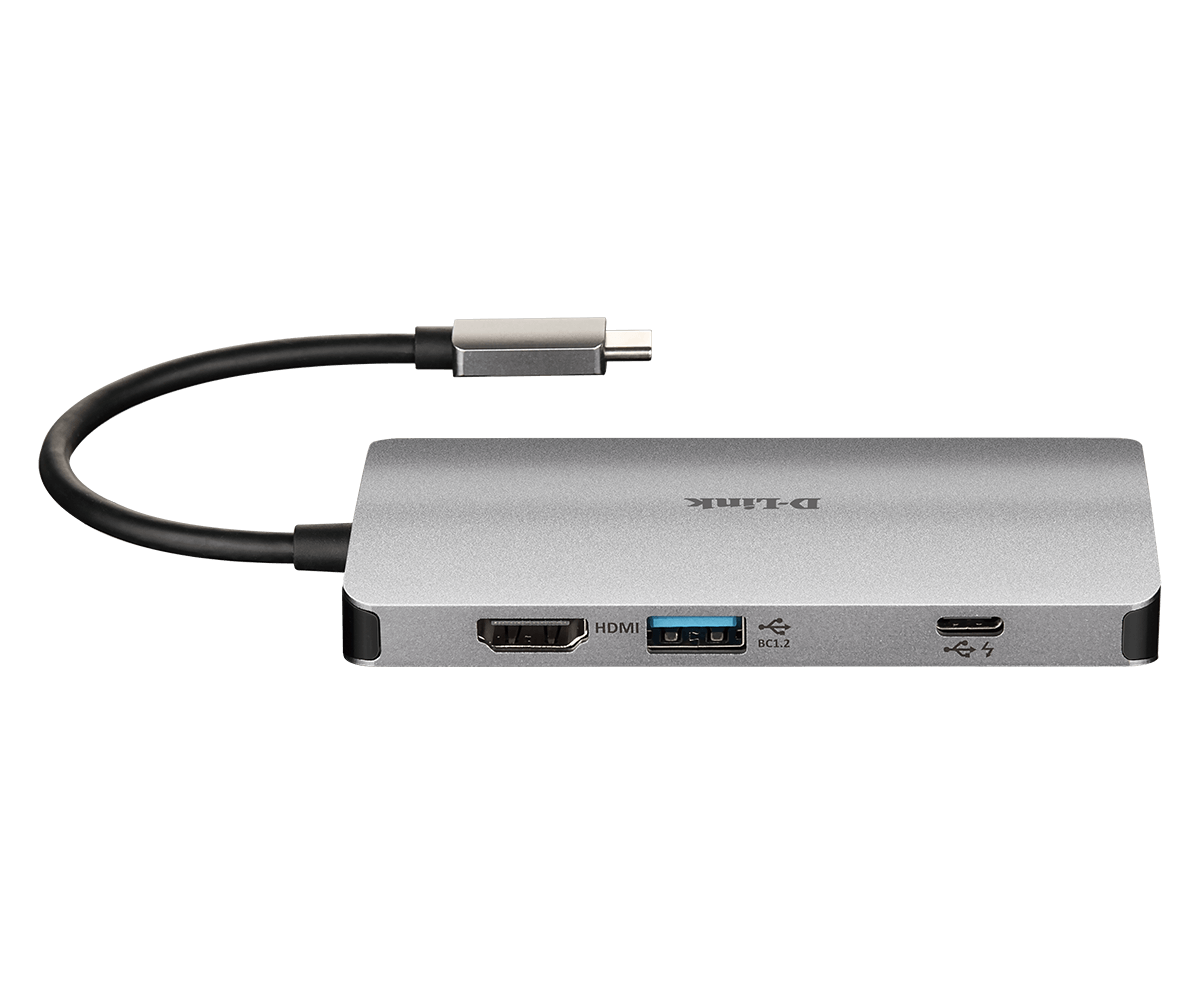 Docking station USB C D Link DUB M810, 8 në 1, 4K HDMI, gri