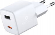 Karikues muri Swissten GaN Mini, 30W Power Delivery, 1x USB C 1x USB, i bardhë