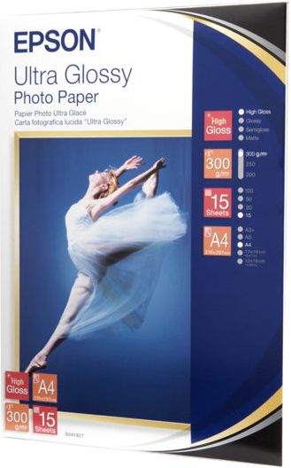 Letër fotografike Epson Ultra Glossy, A4, 15 fletë, e bardhë