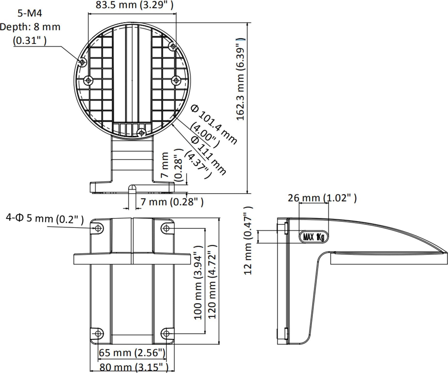 Mbajtëse muri për kamera Hikvision DS-1258ZJ, plastike ABS, deri 1kg, e zezë