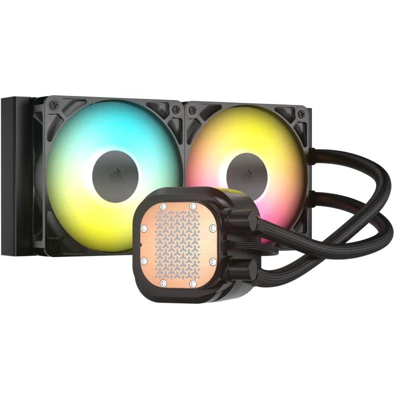 Ftohës ujor për CPU Corsair Nautilus 240 ARGB, radiator 240 mm, ventilatorë RS120 ARGB, i zi