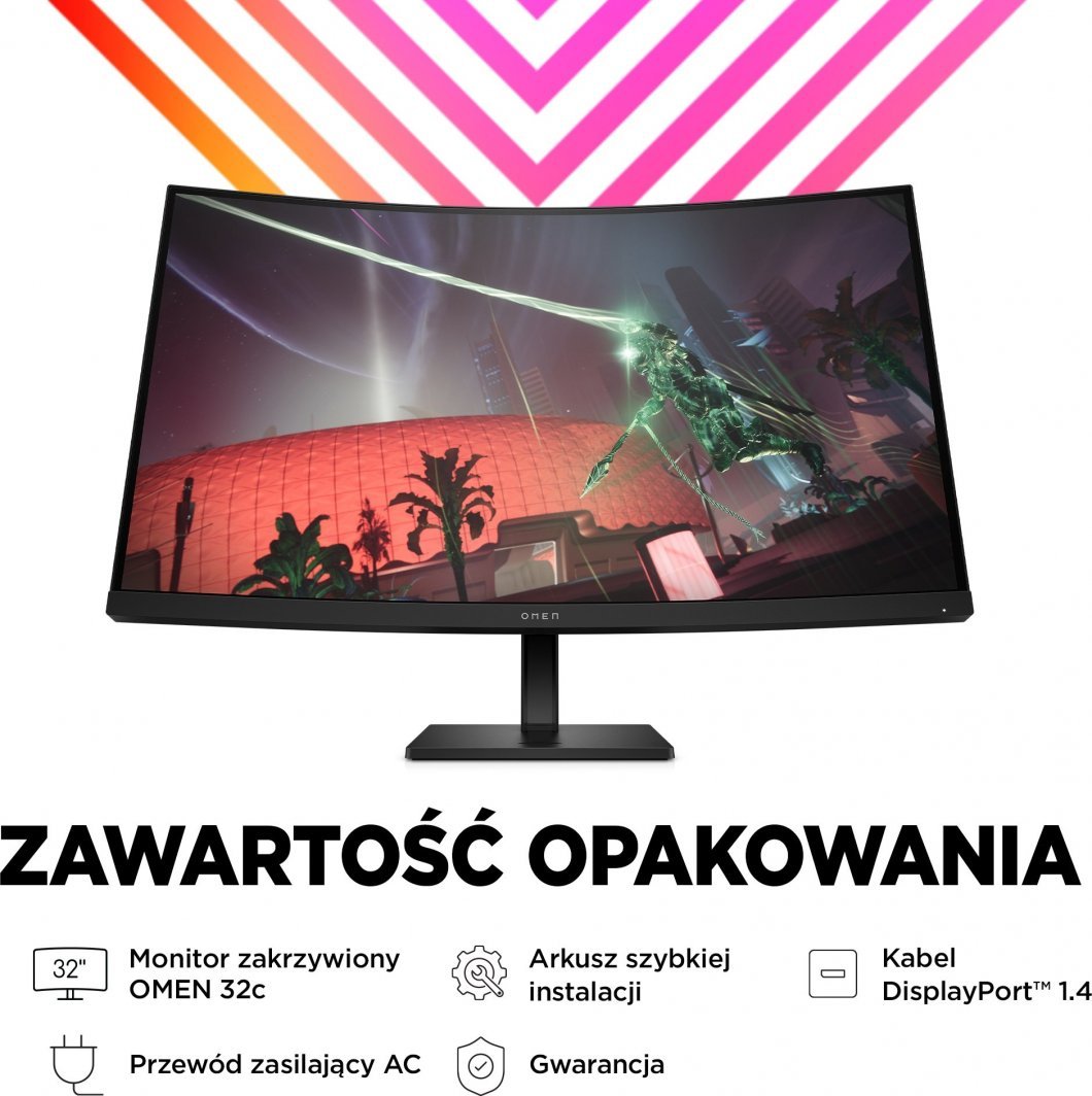 Monitor HP Omen 32c, 32", 2560 x 1440 (WQHD), i zi