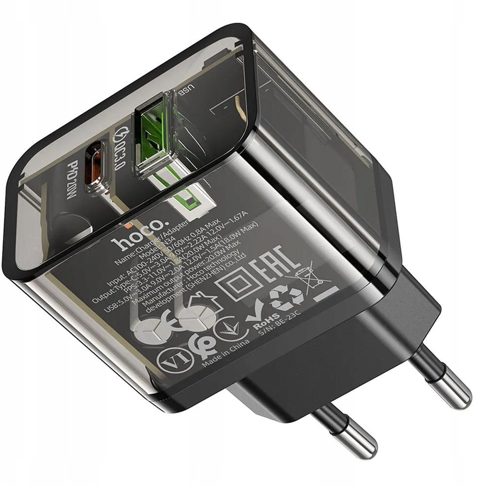 Karikues muri Hoco N34, 20W, PD QC3.0, transparent