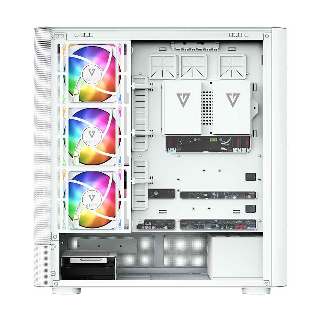 Kuti gaming MODECOM Volcano AQ500, MIDI Tower, ARGB, e bardhë
