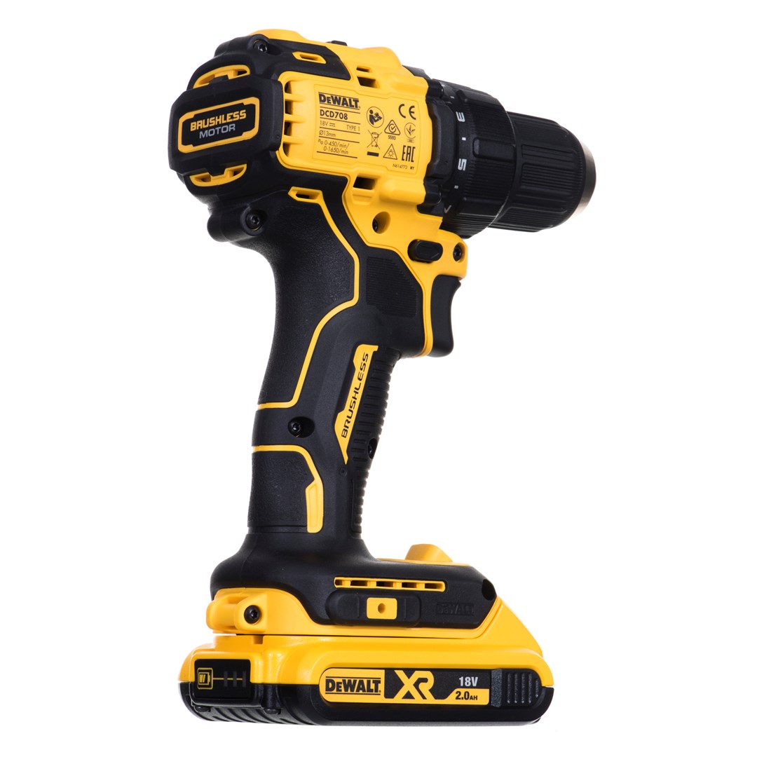 Shpues vidhosës Dewalt DCD708D2T, 18V, 2x bateri 2Ah, i verdhë