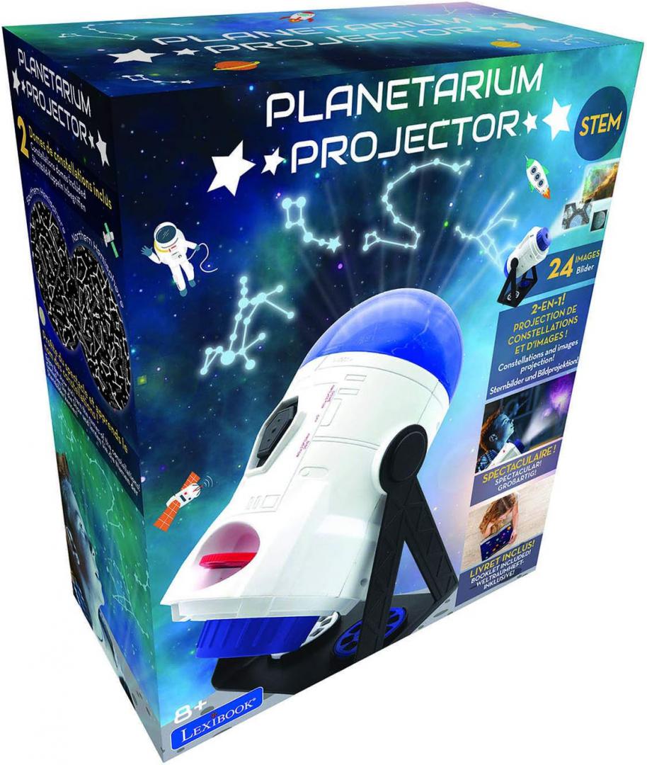 Projektor edukativ për fëmijë Lexibook Planetarium 360°, 24 projeksione, rrotullim 360°, i bardhë