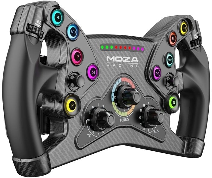Тимон за игри MOZA Racing KS Formula RS047, јаглеродни влакна, со програмбилни копчиња, црн