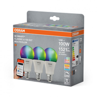 Llambë smart Osram SMART+ Frosted Standard, 14W RGBW 100W ekuivalente, E27, set 3 copë
