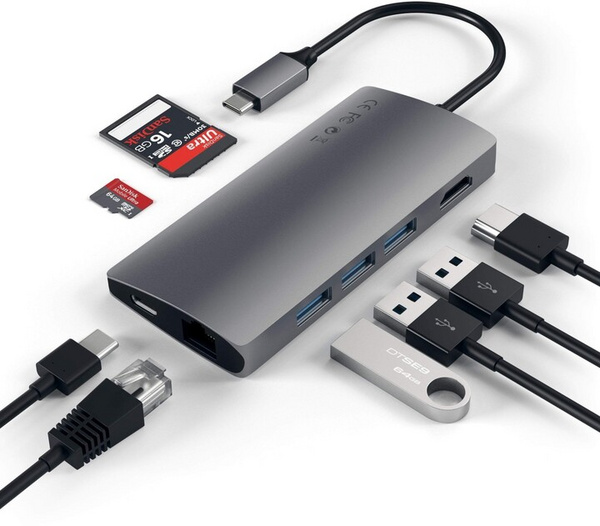 Përshtatës Satechi USB-C Multi-Port 4K Ethernet v2, i hirtë