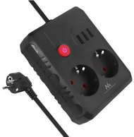 Prizë zgjatuese Maclean MCE387 B, 2 dalje, 3x USB 2.1A, 1.5m, e zezë