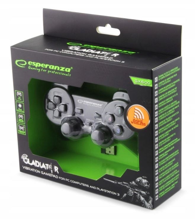 Gamepad Esperanza Gladiator Pad EGG108K, me vibrim, i zi