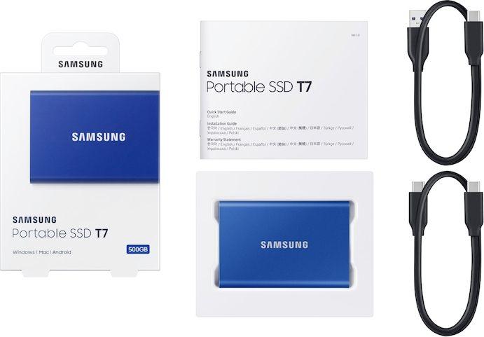 Disk i jashtëm SSD Samsung T7 (MU-PC1T0H / WW), 1TB, i kaltër