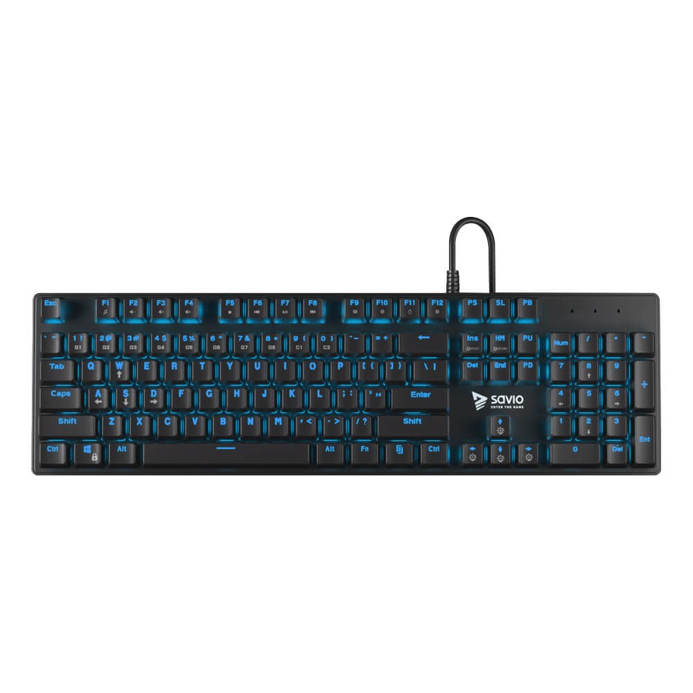 Tastierë mekanike Gaming Savio Tempest RX FULL, USB, e zezë / e kaltër