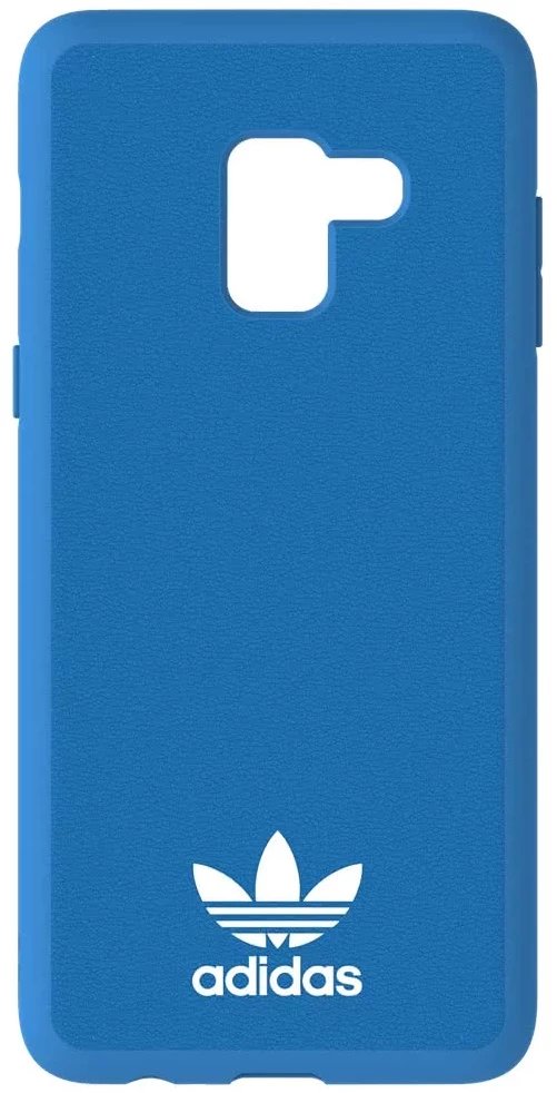 Futrollë telefoni Adidas për Samsung Galaxy A8+, polikarbonat TPU, dizajn i printuar, blu e bardhë