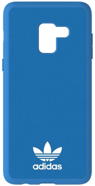 Futrollë telefoni Adidas për Samsung Galaxy A8+, polikarbonat TPU, dizajn i printuar, blu e bardhë