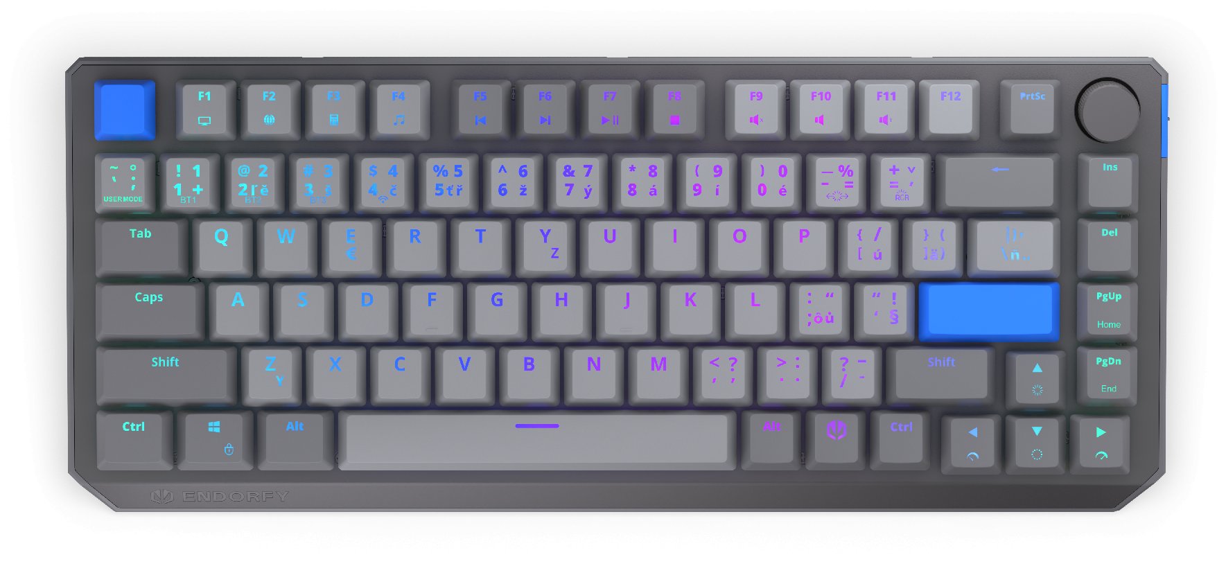 Tastierë mekanike Endorfy Thock V2 75%, wireless, ARGB, gri