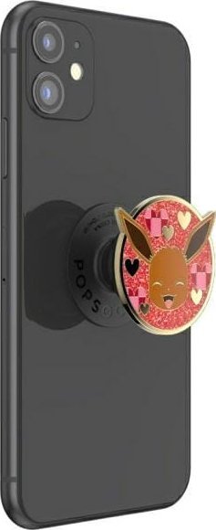 Mbajtëse telefoni PopSockets Pokemon PopGrip, Eevee Enamel Hearts, kafe