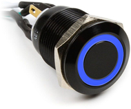 Buton i ndezjes për kompjuter Impactics, 19mm, IP65, LED i kaltër