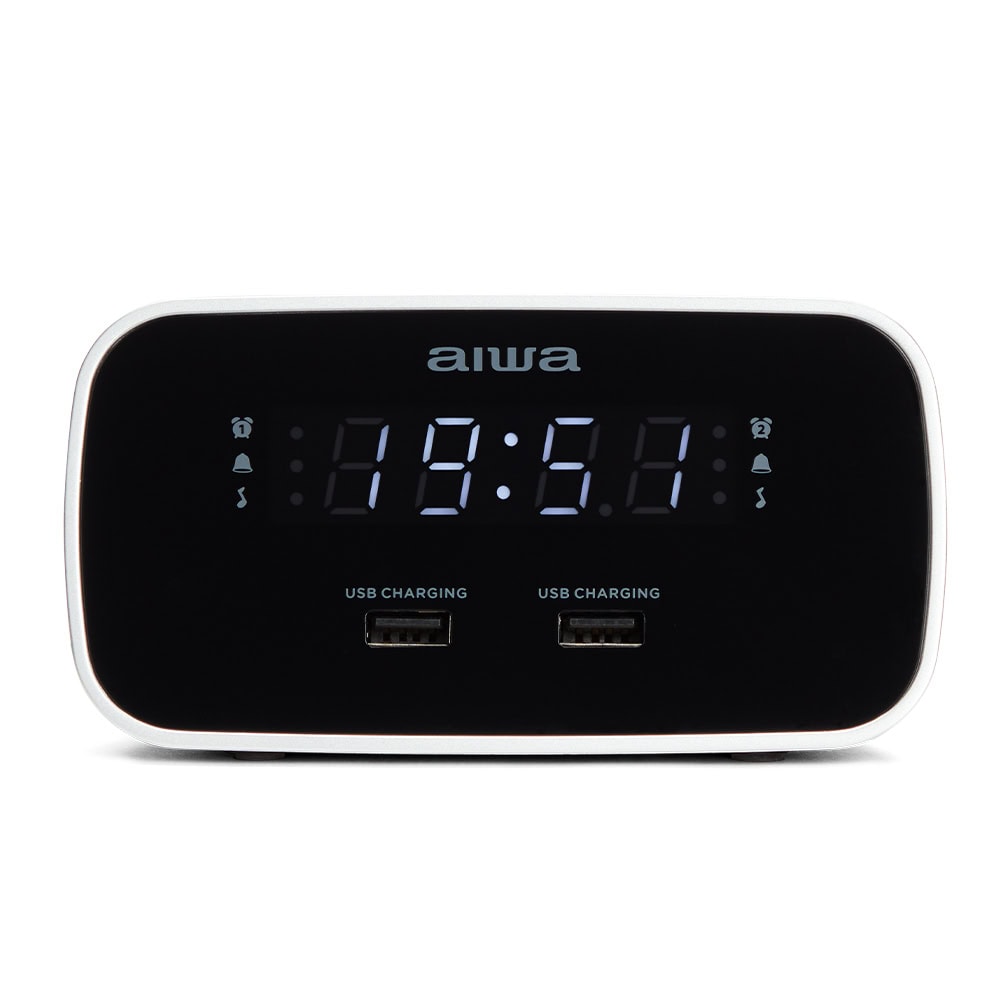 Orë Zgjuese me Radio FM, Dy Alarme dhe Mbushes USB AIWA CRU-19BK