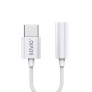 Adapter audio USB C Savio SAVAK 51, USB C në 3.5mm, DAC, i bardhë
