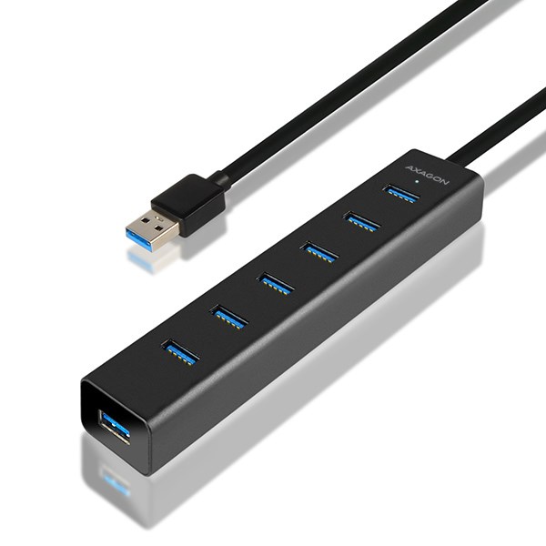 Qendër USB Axagon HUE-SA7BP, 7x USB-A 3.0, 2A, e hirtë
