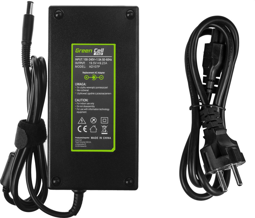 Karikues për laptop Green Cell (AD107P), 180 W, 5 mm, 9.2 A, 19.5 V
