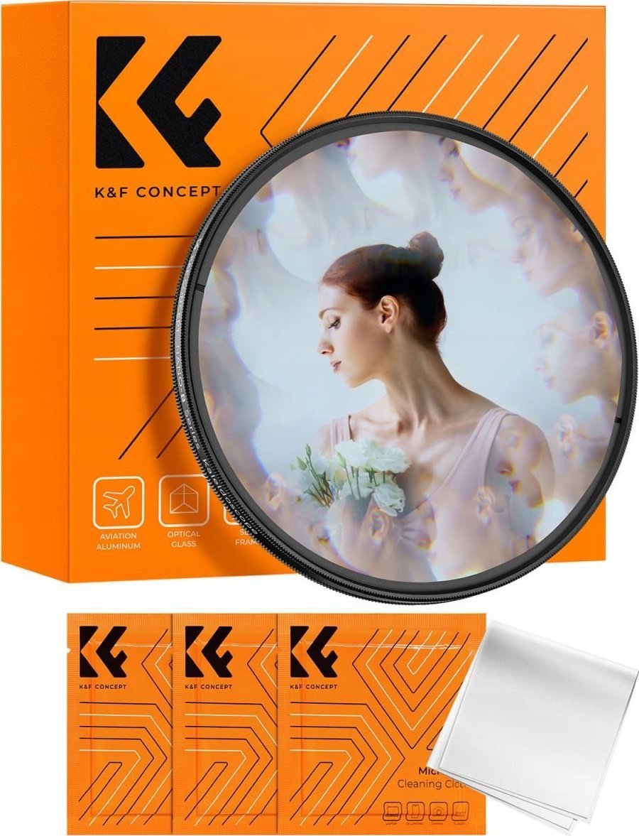 Filtër efektesh K&amp;F Concept 79mm Handheld Subtle Kaleidoscope, xham optik, për objektiv kamere