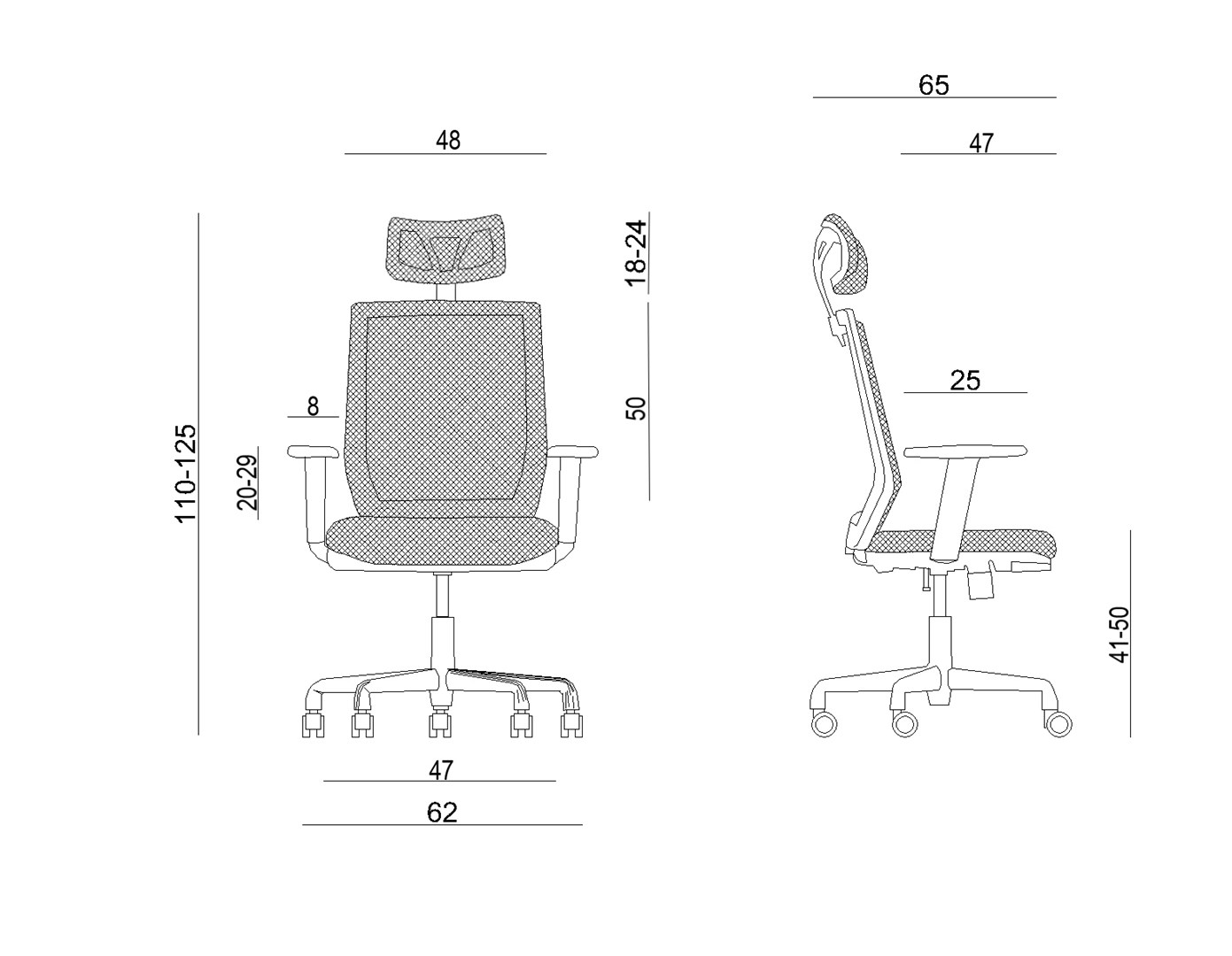 Karrige zyre rrotulluese Unique Esta Black, ergonomike, me mbështetëse krahu, e zezë
