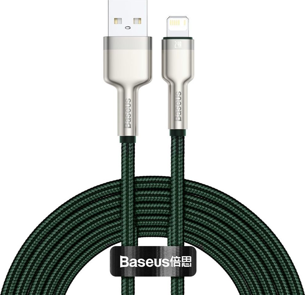 Kabllo USB Baseus USB A në Lightning, 2 m, 2.4A, jeshile